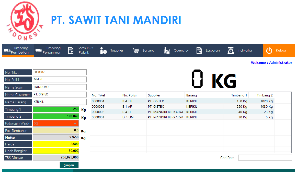 Software Timbangan Desktop